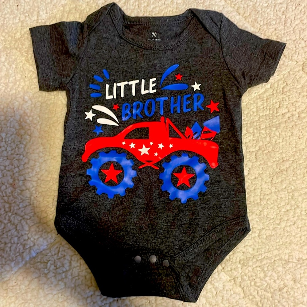 Monster truck Little Brother onesie 6-12 months